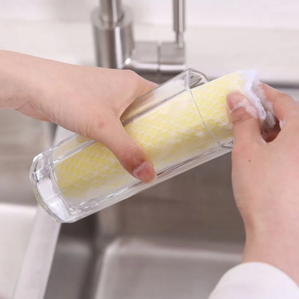 

5pcs Net Cleaning Sponge Kitchen Scrubber Dish Bowl Fast Foaming Lightweight Non-Scratch Strong Decontamination Hanging Design