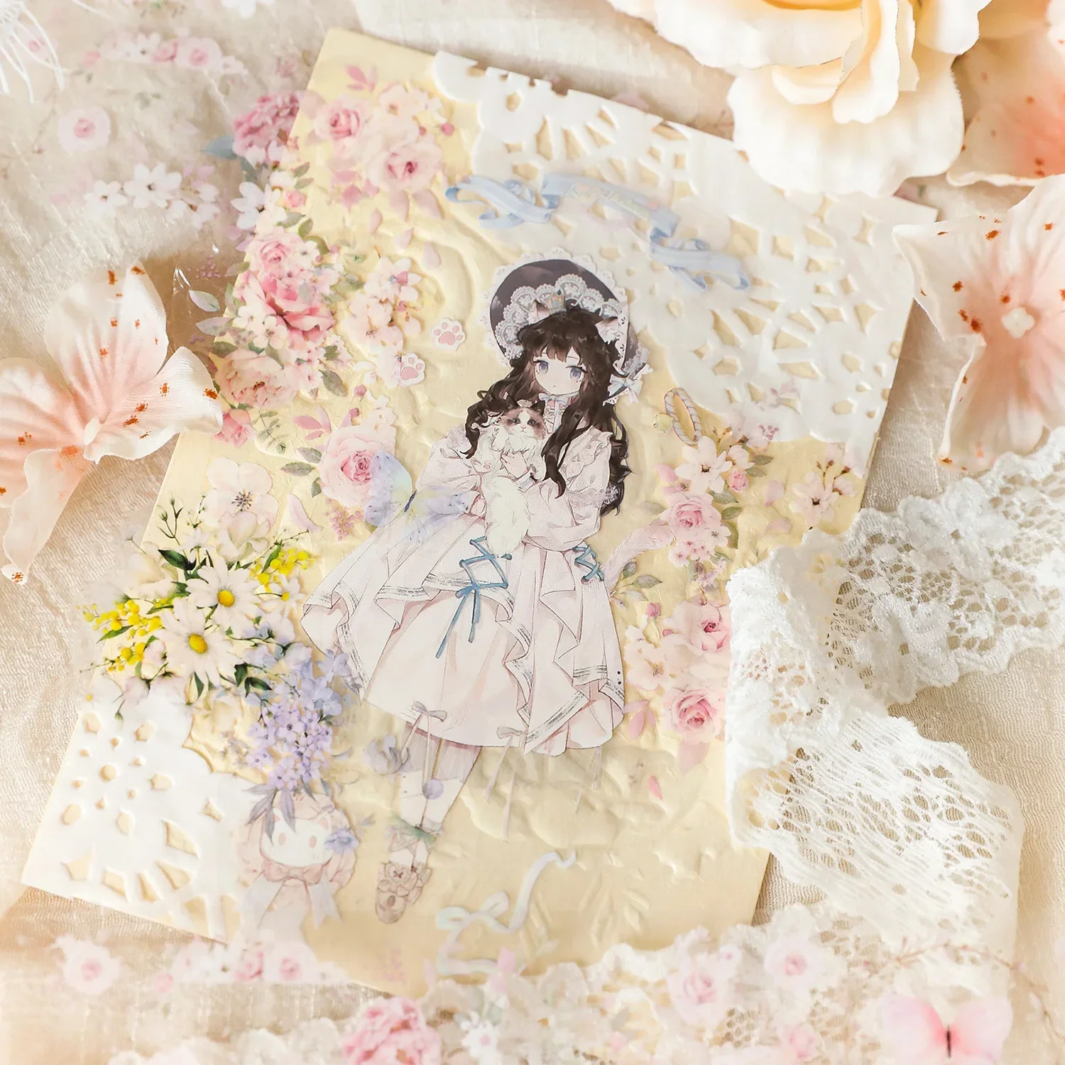 40mm*200cm شفاف PET پھول واشی ٹیپ Kawaii آرائشی ماسکنگ برائے اسٹیکر سکریپ بکنگ پیاری جرنل اسٹیشنری #3