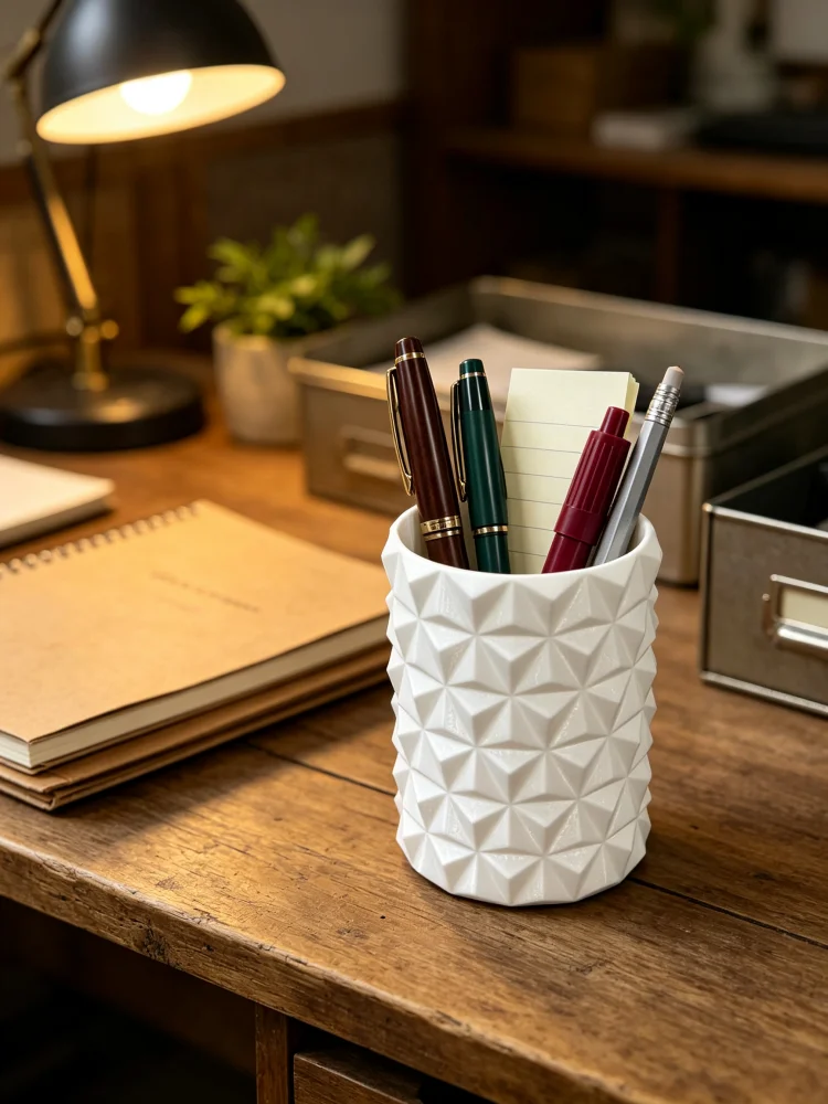 Matte Diamond Texture Desktop Storage Cup with Diamond-Shaped Embossing, Petg Sturdy and Smooth Large-Capacity Pen Holder, Space-Saving and Keeps the Desk Tidy, Holds Pens, Markers, Scissors, Rulers, Suitable for Office Desk, Home Office, Study Desk, Desktop Decoration, Makeup Table Storage Container, Student Gift, Office Desk Decoration Accessories