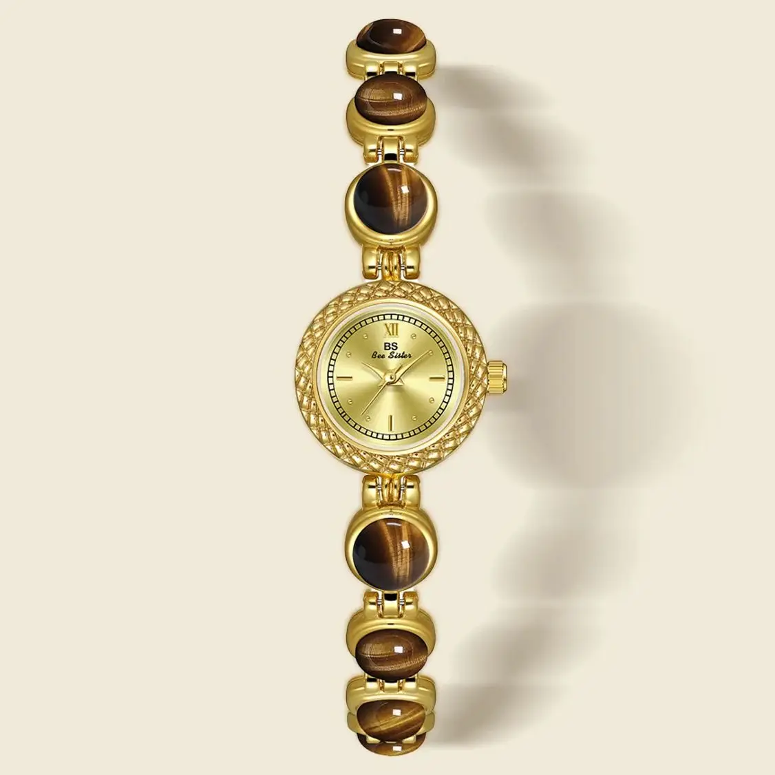 

НОВИНКА 2024, элегантные классические женские часы, простой браслет из натуральных драгоценных камней, оригинальные наручные часы, женские часы с круглым маленьким циферблатом