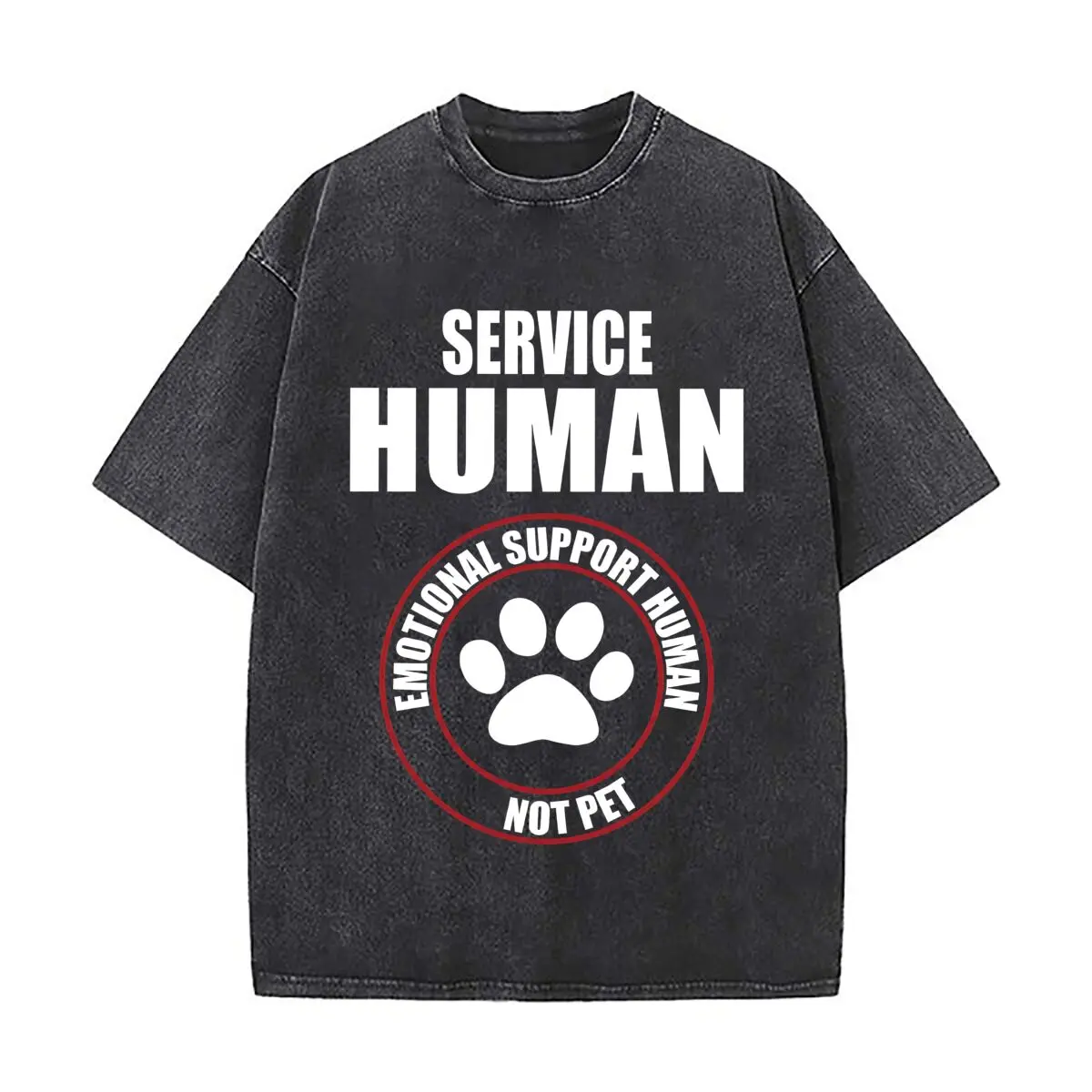 Service Human Dog Paw Distressed Vintage Oversized Streetwear Tops for Coffee Dates