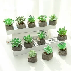 Artificial Succulents Fake Faux Flowers Mini PVC Simulated Floral Plants Craft Home Office Decor Mini Bonsai Decoration