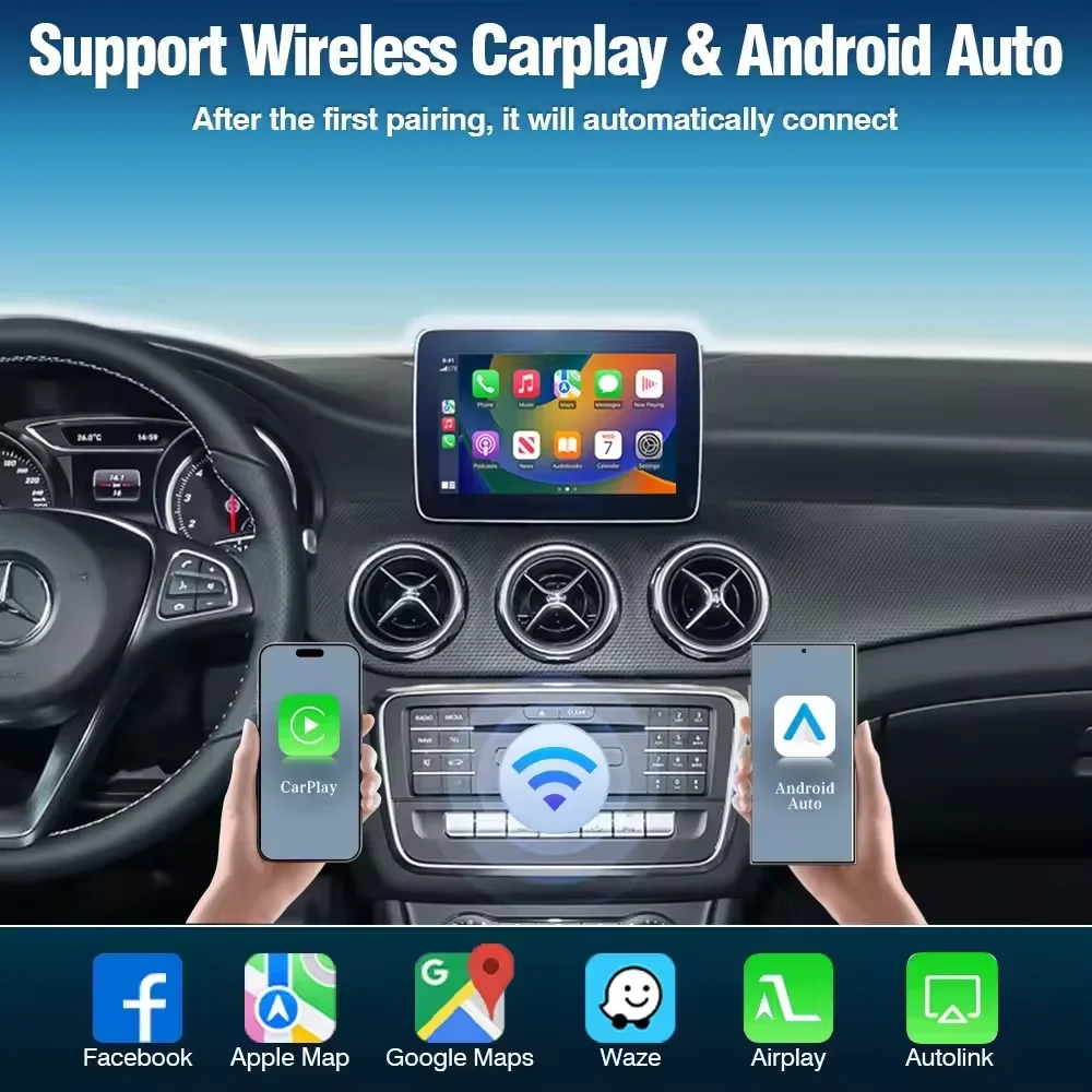 BONROAD Wireless Carplay Android Auto Decoder لمرسيدس بنز NTG4.0 GLK W207 E كوبيه W212 E Class W204 C Class SLK MirrorLink #2