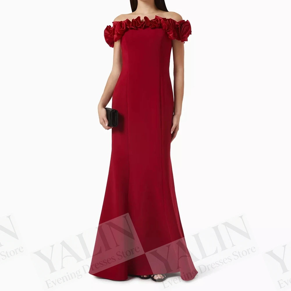 Women's A-line Evening Dresses Floor-length Off The Shoulder Sleeveless Prom Dresses Fsahion Ruched Draped Customized Gowns