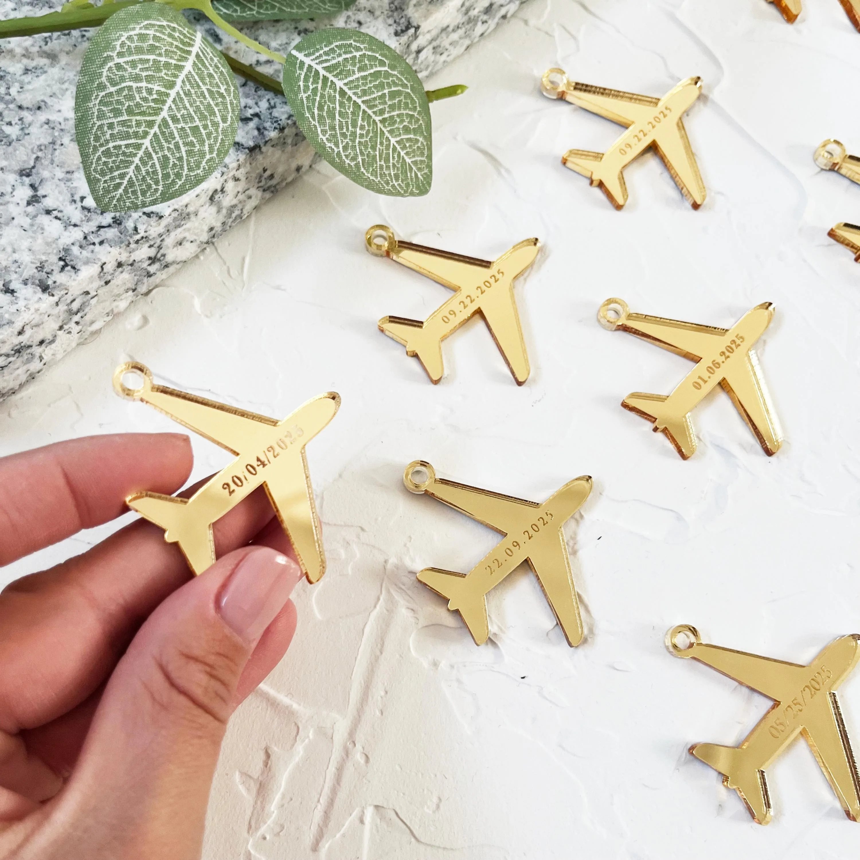 Personalized Airplane Charms for Destination Acrylic Wedding Invitations Custom Airplane Tags Party Decor Baby Shower Tags