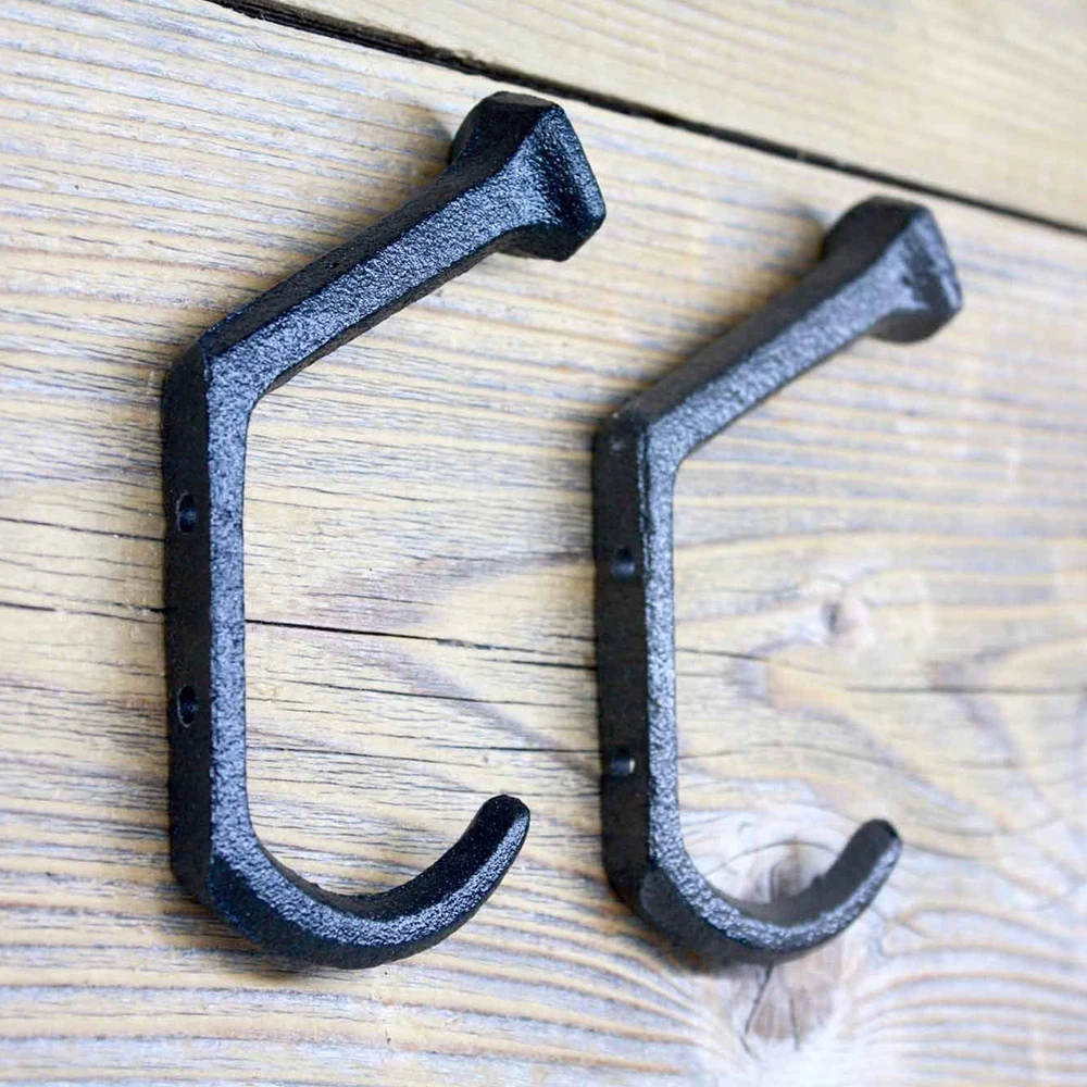 Cast Iron Railroad Spike Hooks Decorative Wood Wall Hooks Unique Coat Racks Mudroom Towel Racks Bathrobe Jacket Backpack Hooks