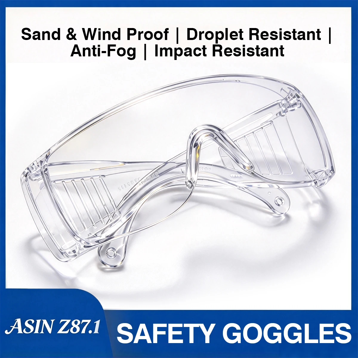 Transparent Anti-Fog Goggles,Unisex Splash-Proof Eye Protection,Wind & Dust Resistant for Cycling,Lab & Work Safety Glasses HM2