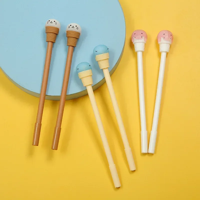 A 36PCS Korean Stationery Silicone Adored Undersea Animal Ice Cream Gel Pen Dolphin Seal Cone Pen B