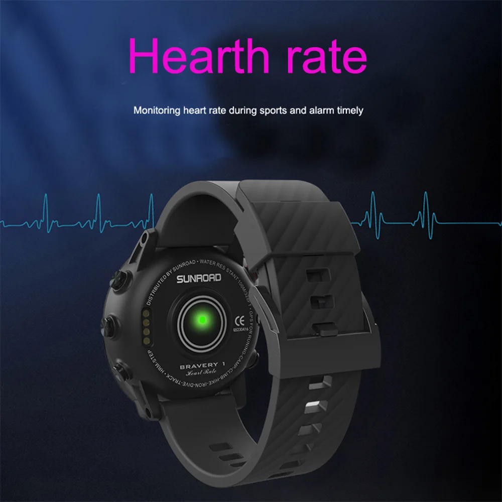 1.28 Inch Outdoor GPS Sports Watch Waterproof Fitness Tracker Wrist Watch with MEMSIC Compass for Running Swimming Climbing