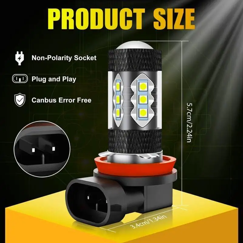 2x H11 H8 LED Bulbs Golden Yellow Fog Light DRL Super Bright High Power