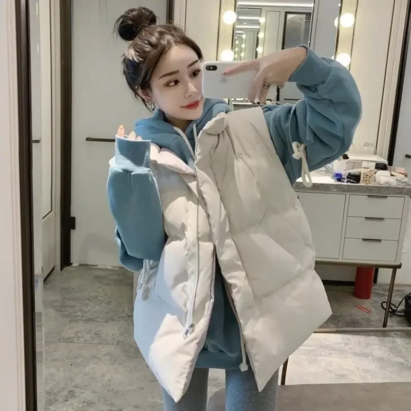 

Lady Padded Cotton Giletes Solid Color Quilted Women's Vests Insulated New Outerwear Lightweight Korean Style Working Warm Cold