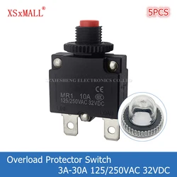 5PCS Circuit Breaker Overload Protector Switch Fuse 3A 4A 5A 6A 7A 8A 10A 11A 13A 15A 18A 20A 25A 30A With Waterproof Cap Cover