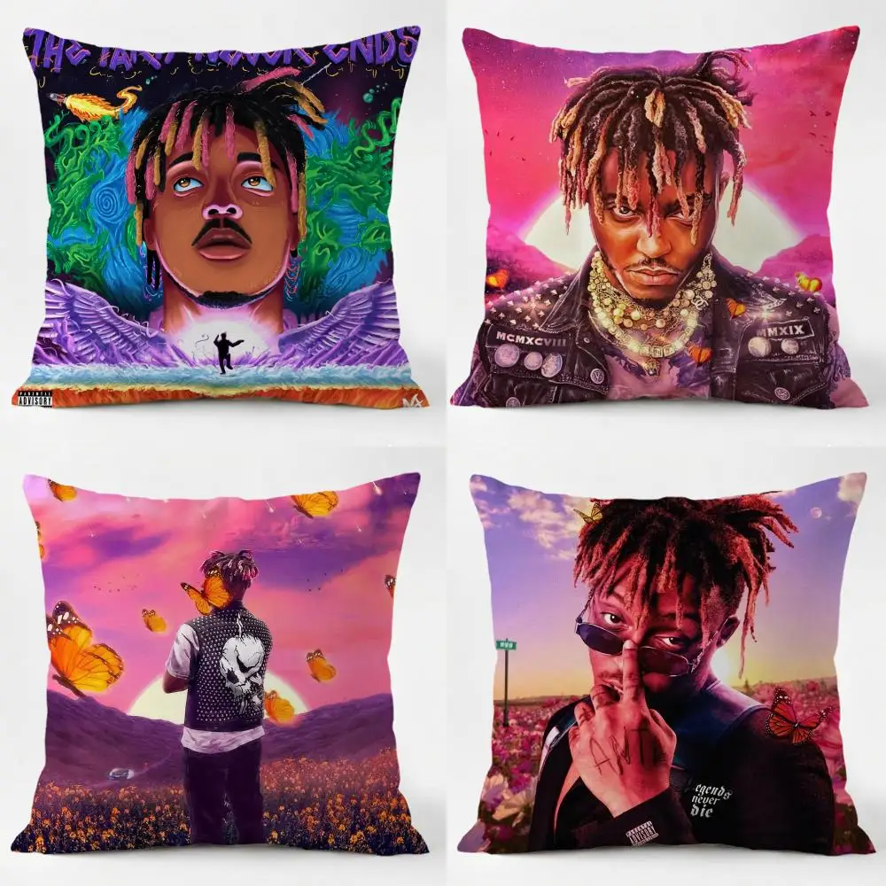 Emotive Melodic Music J-Juice WRLD Cushion Cover Sofa Home Living Room Car Decor Washable Decorative Square Pillowcase
