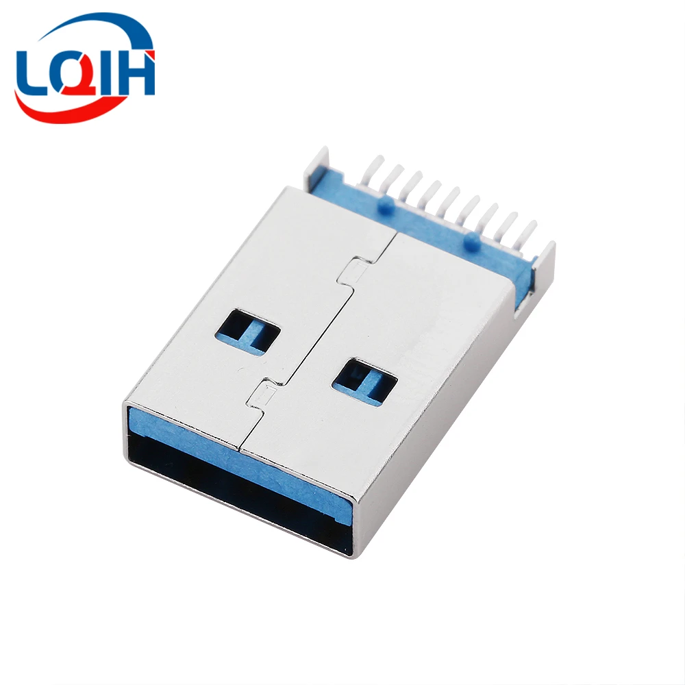 10PCS USB-A Male Plug Type A USB Male Connector 180 Degree Patch Pin SMT SMD USB AM Male 3.0 9PIN Socket