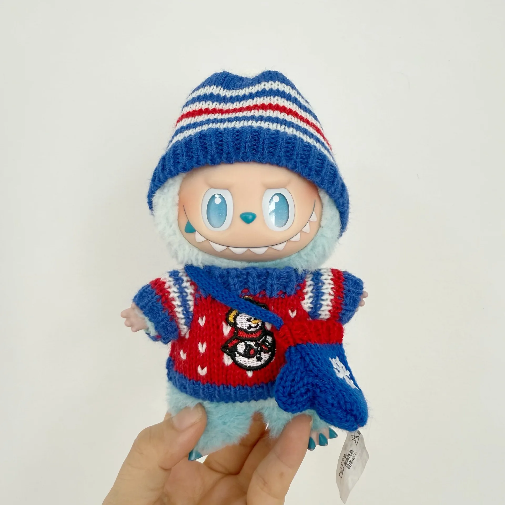 

Festive Christmas Sweater & Hat Set for 1st 2nd 3rd Gen Labubu Keychain, Holiday Costume Outfit for Hanging Decor