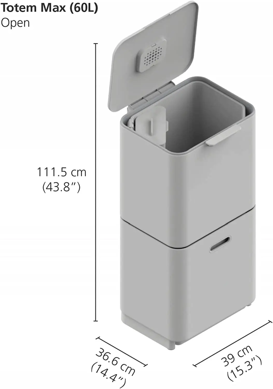 Totem-Resíduos Separação e Reciclagem Lixo da Cozinha, 60 L, 60 L, com Filtro de Odor, Removível Food Waste Caddy, Pedra