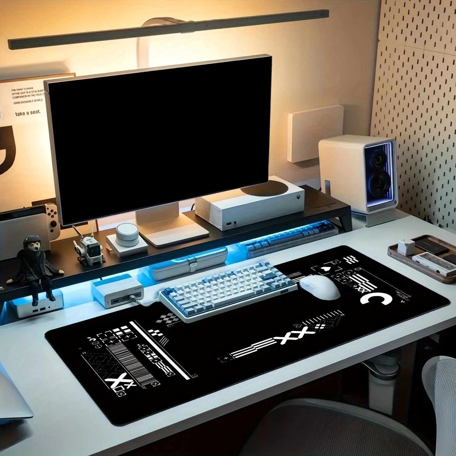 Futuristic HUD Large Desk Mat Non-Slip Rubber Surface Mouse Pad for Office Gaming Setup
