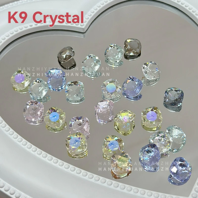 10Pcs Nail Crystal Fat Square 10mm Multi section Sharp Bottomed crystal Clear Crystal 3D Nail Art Rhinestones Decorations