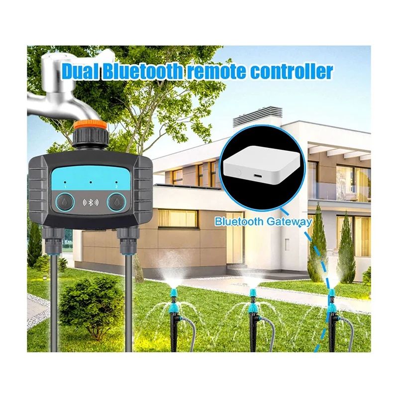 Tuya Wifi Smart Irrigation Watering System 2 Zone Rain Delay Smart Garden Watering Timer BT Automatic Irrigation Timer