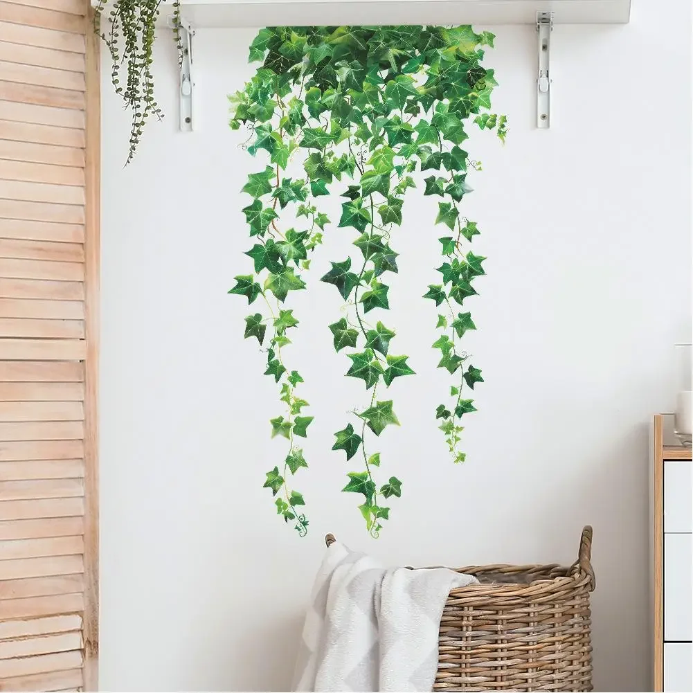 

2 PCS Hanging Vines Leaves Wall Stickers Green Plants Leaves Wall Decal DIY Wall Art Decor For Home Bedroom Living Room Office