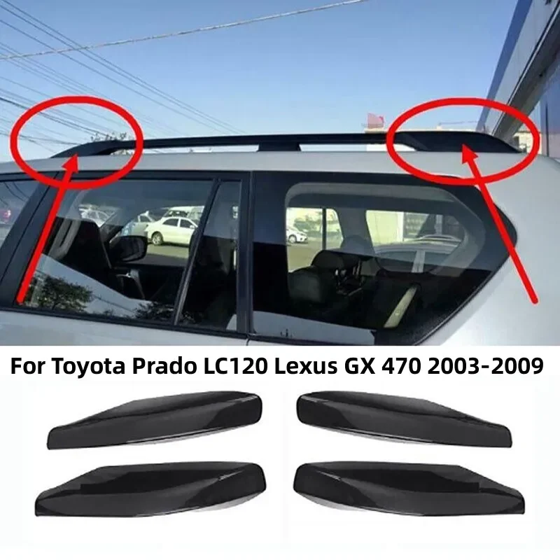 4Pcs Car Roof Rack End Cover Shell Exterior Parts For Toyota Prado LC120 Lexus GX 470 2003-2009