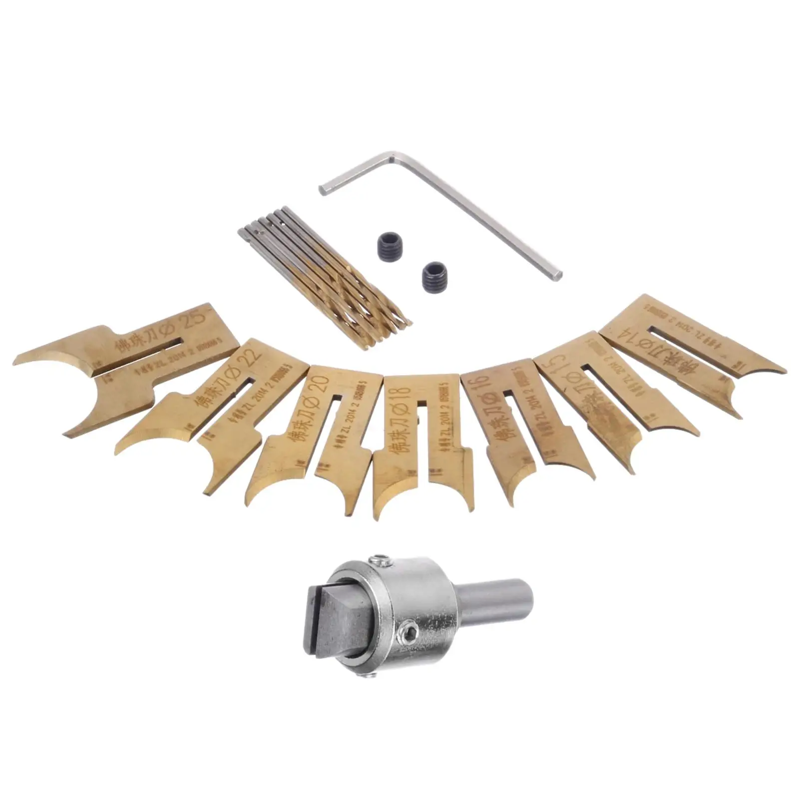 

16Pcs Wooden Bead Maker 14-25mm Milling Cutter Kit Tool Carbide Ball Blade