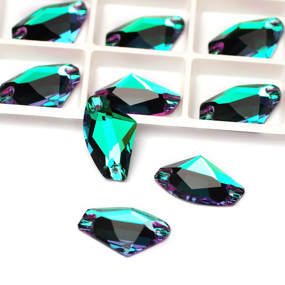 

Emerald Shiny Galactic Glass Strass Flatback Crystal Sew On Rhinestones Crafts Glitter 3D Sewing Accessories Design Decorations