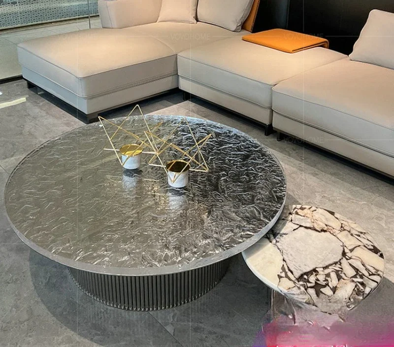 

Italian, light luxury, Czech, crystal, coffee table, glass, waves, round