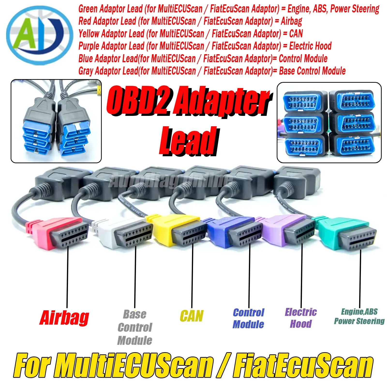 

For FiatECUScan/Multiecuscan OBD2 Diagnostic Cable for Fiat/Alfa Romeo/Lancia OBDII Car Diagnostic Adapter Cable CAN/Airbag/ABS
