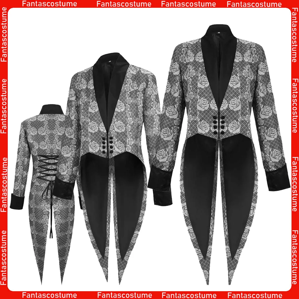 

Cosplay Tailcoat Costume Medieval Retro Punk Coat for Adult Men Male Stage Performance Halloween Carnival Disguise Party Jacket