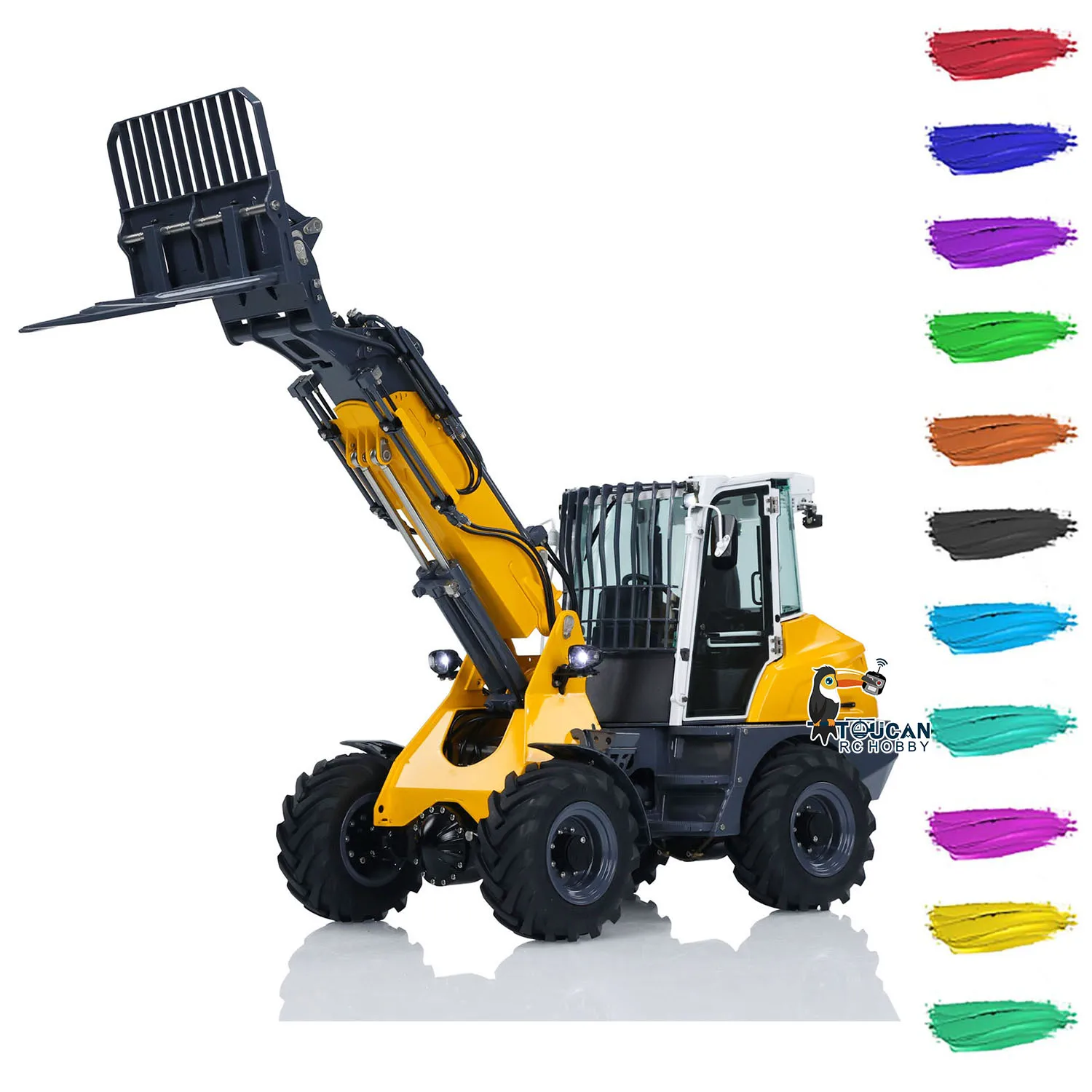 New LESU AT1050 1:14 RC Hydraulic Fork Truck Metal Telescopic Arm TOUCAN DIY Painted Finished Loader Car Light Sound Model Toys