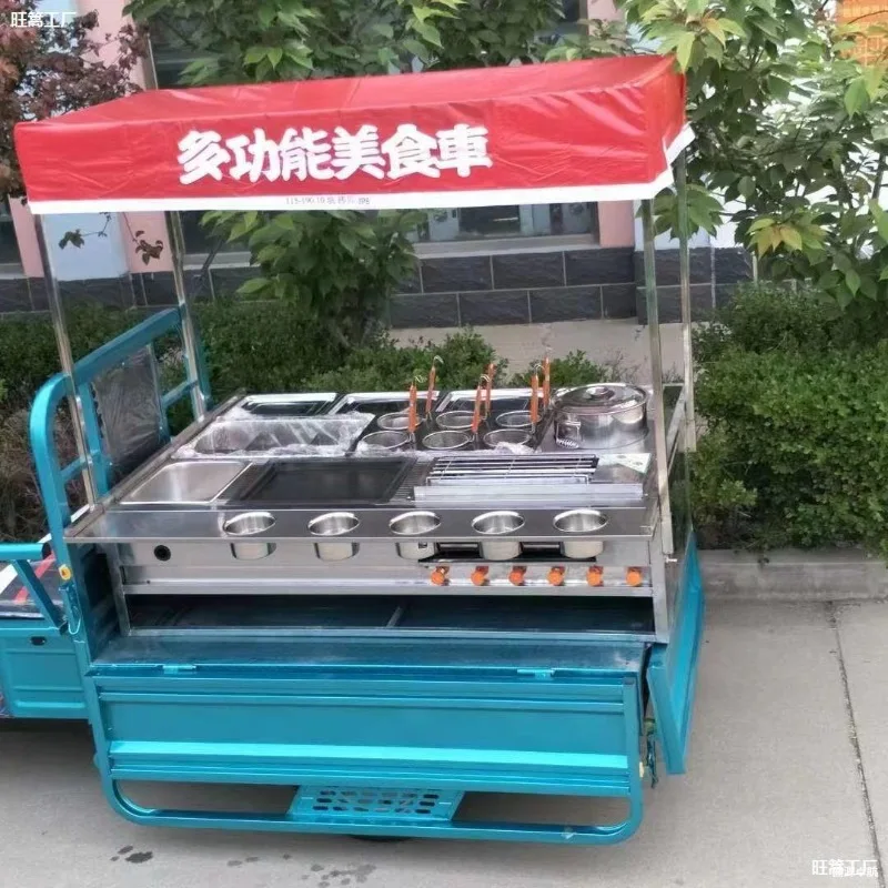 Electric three-wheel operation table stall food mobile food mobile food truck snack cart multi-functional cart