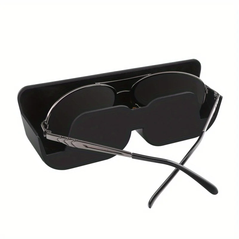 Porta occhiali da sole per auto Scatola portaoggetti per occhiali da sole alla moda multifunzione in plastica Portaoggetti per occhiali autoadesivo in feltro Interni auto