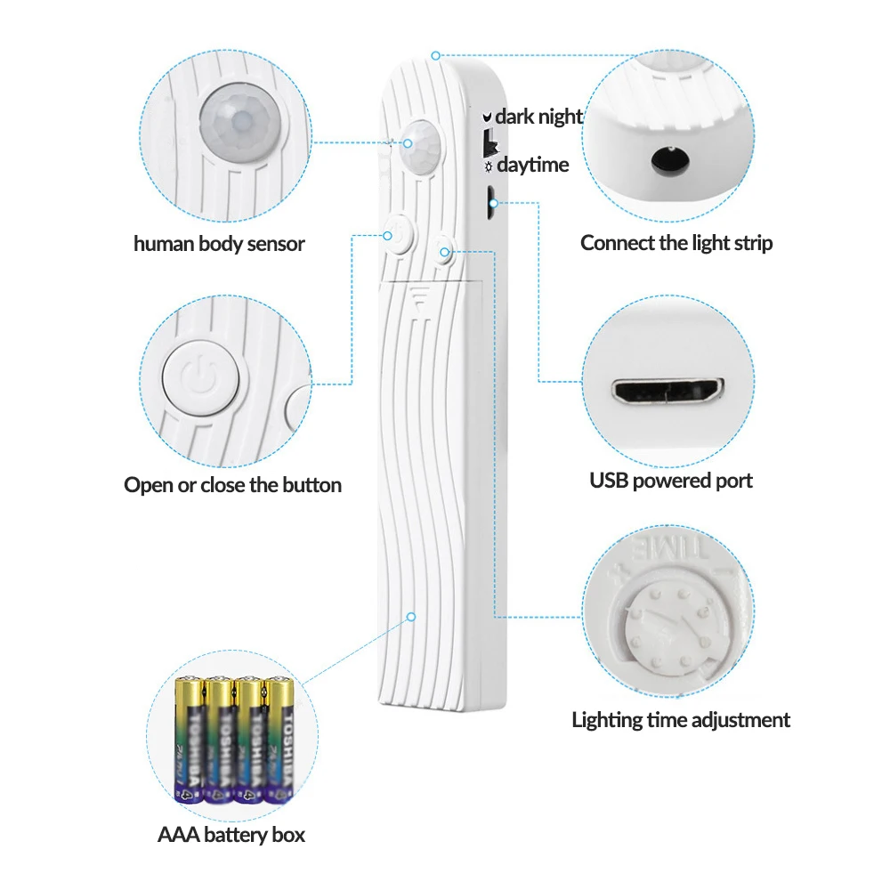 Motion Sensor Led-Licht Streifen Set Akku Oder Usb Powered Auto Beleuchtung Diode Für Schrank Schrank Küche Treppe