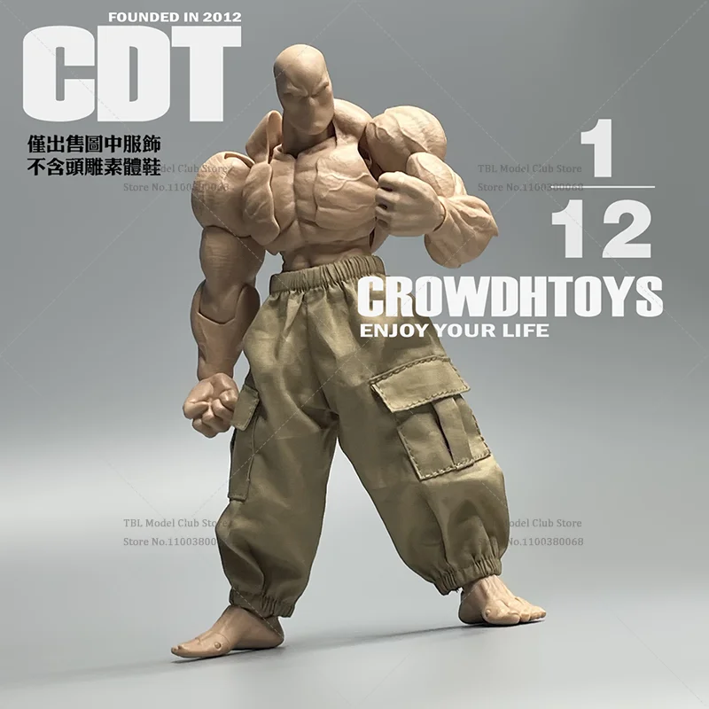 1/12 Scale Male Clothes Khaki/Black Minimal Cargo Pants For 6-inch Action Figure Soldier Romankey Strong Muscular Body Type