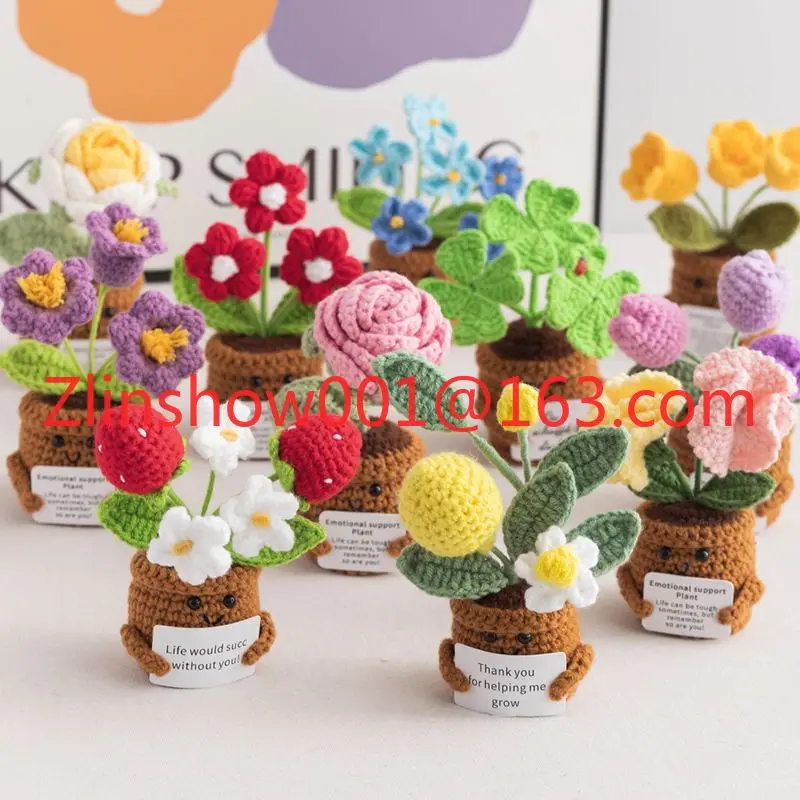 Wool knitted plant doll tabletop ornament finished product, a cute style product suitable for office workers