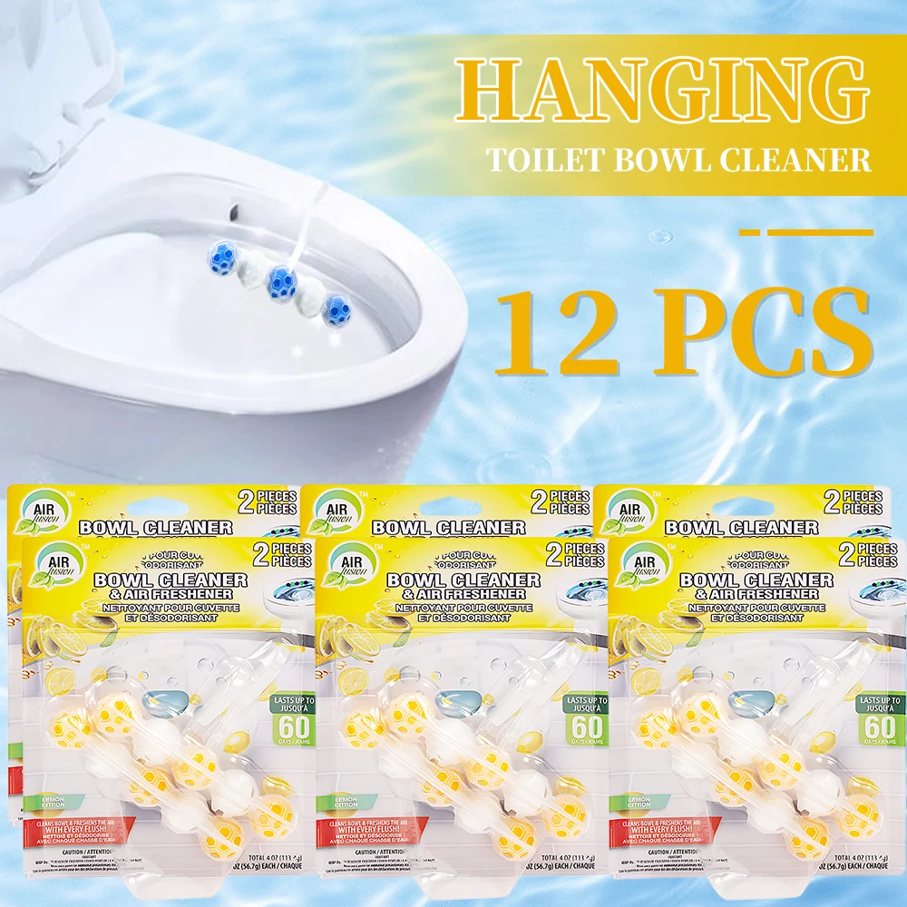 Air Fusion 5-in-1 Rim Hanger Toilet Bowl Cleaner, Lemon Mint 6pack 12 Count Bowl Toilet Basket Gleaner Air Reshener Neutoyant