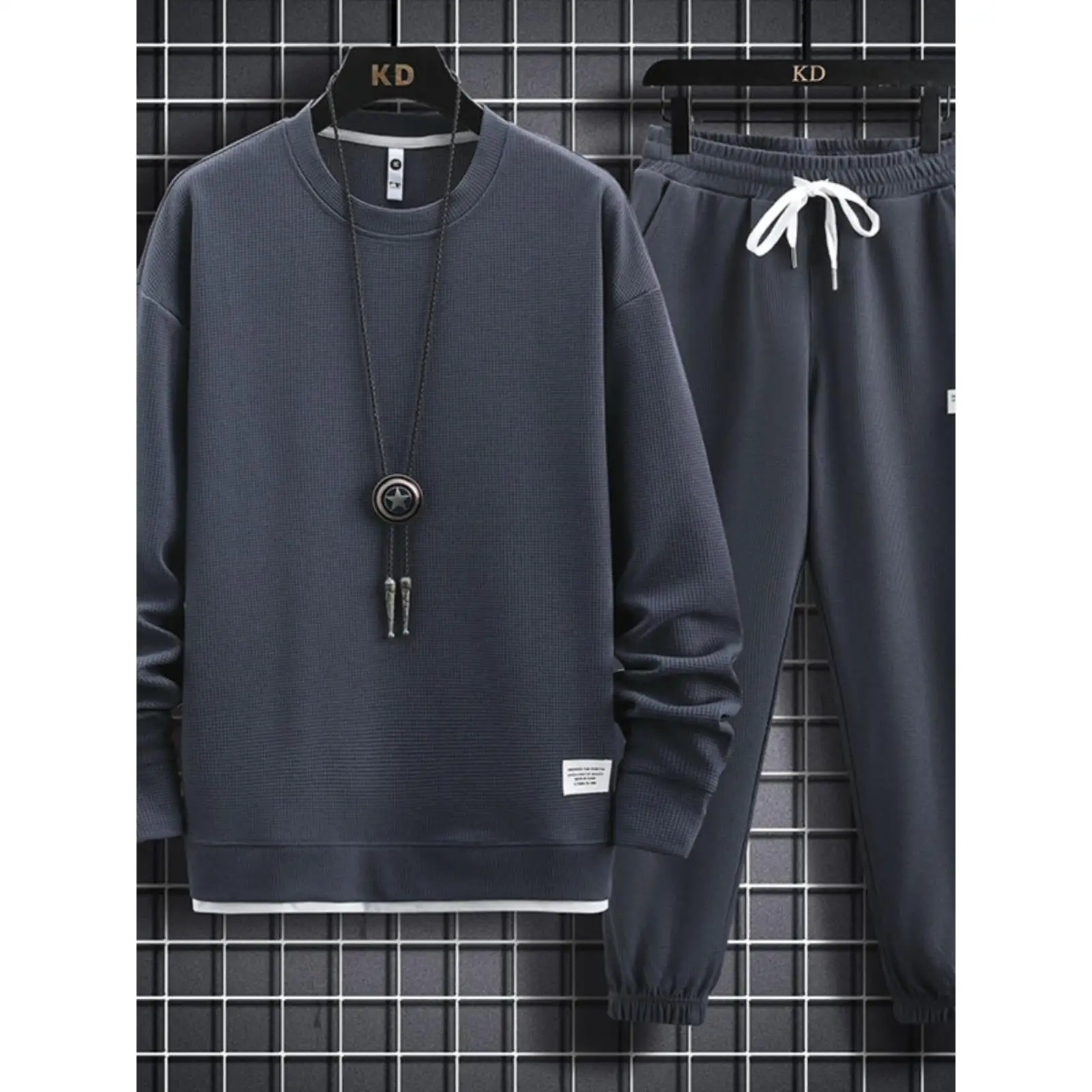 

Мужской повседневный комплект спортивной одежды Long Sve, удобная футболка свободного кроя и свитшот, комплект для весенне-осенних сезонов