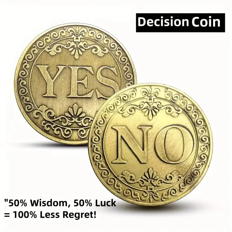 Moneta do decyzji Cloududa Tak/Nie, metalowa moneta do wybierania, zabawna moneta do odpowiedziania, moneta pamiątkowa do wybierania.