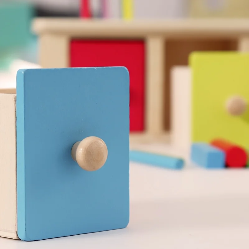 Montessori Wooden Color Shape Sorting Box Toys Color Shape Recognition Box Preschool Early Learning Educational Toys for Kids