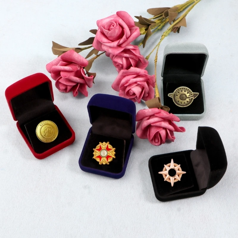 

2x2x1.25In Velvet Medals Jewelry Box Coin Display Coin Jewellery Gift Box for Medallions Medals Military Coin Box Dropshipping