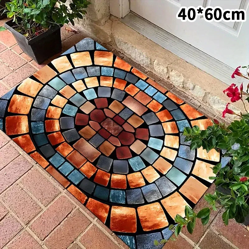 

3D Visual Polyester Cloth Floor Mat For Household Bathroom Door, Absorbent And Non Slip Foot Mat, Easy To Maintain