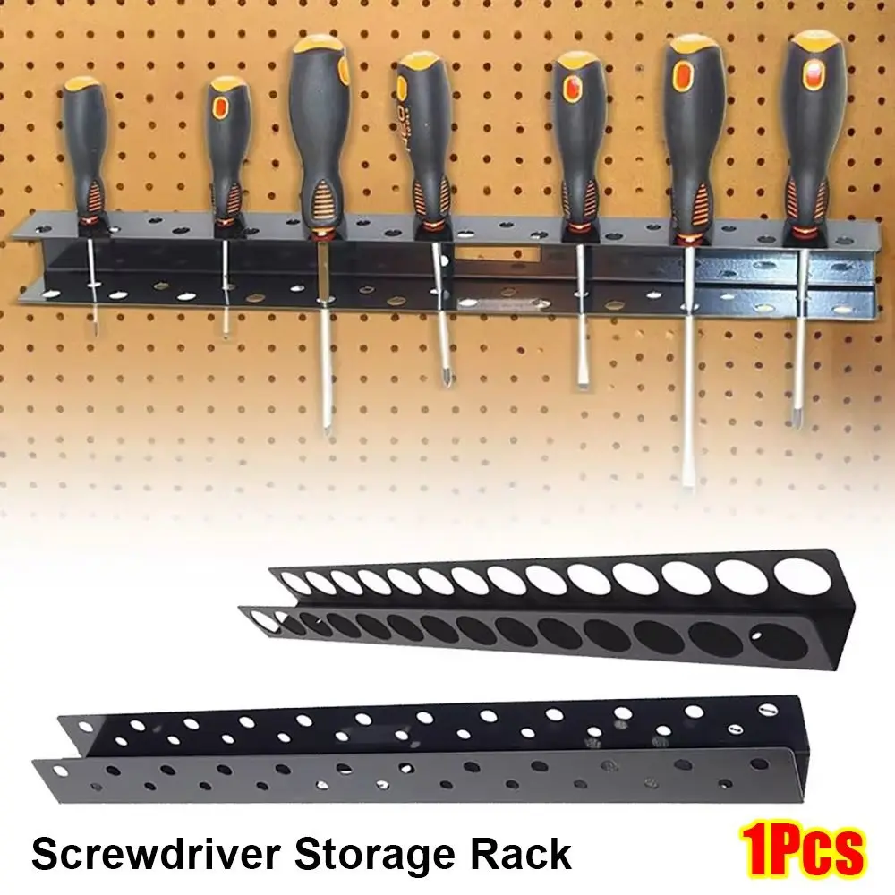 1Pcs Wall Mount Screw Organizer Heavy Duty Black Screwdriver Storage Rack Steel Pliers Organizer Holder Hardware Tool Organizer