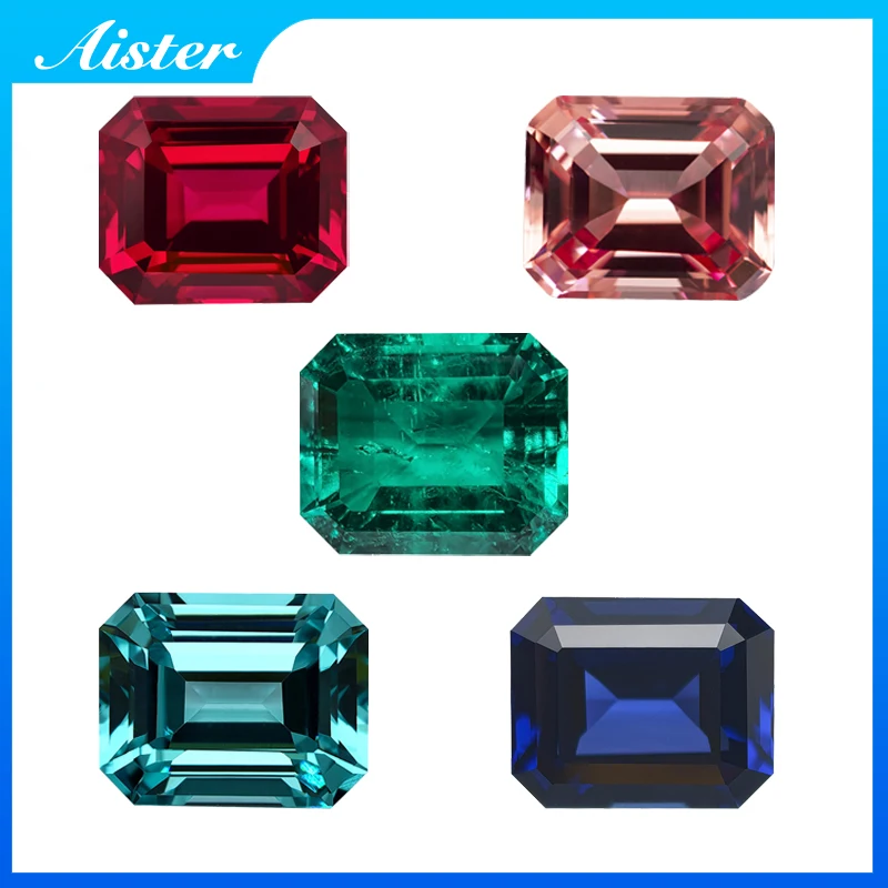 

Top Emerald Cut Lab Grown Ruby / Emerald / Sapphire / Paraiba / Padparadscha Gemstones Synthetic Emerald Sapphire Ruby With AGL