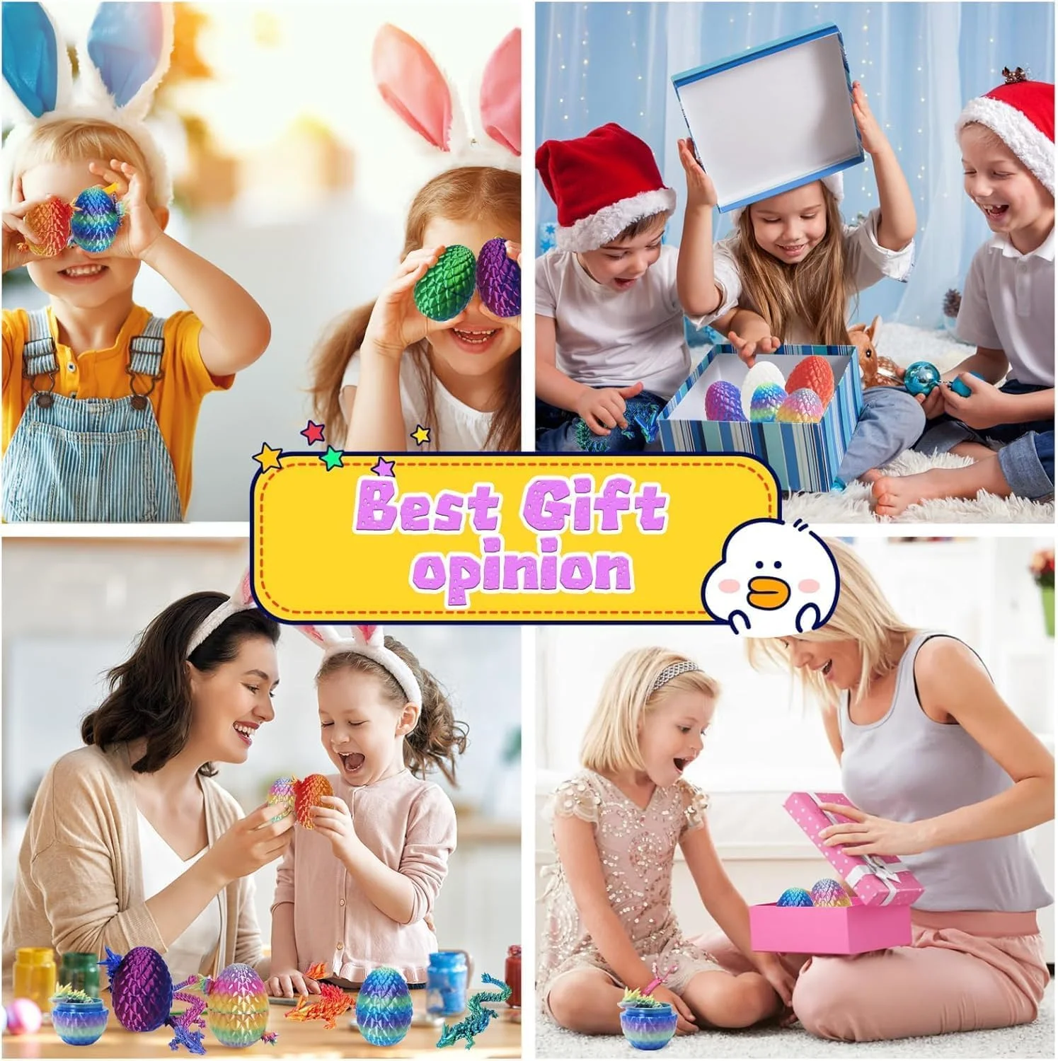 Ovos de dragão impressos em 3D e dragão dentro de brinquedos impressos em 3D adequados para crianças e adultos - Decoração de mesa exclusiva de Natal