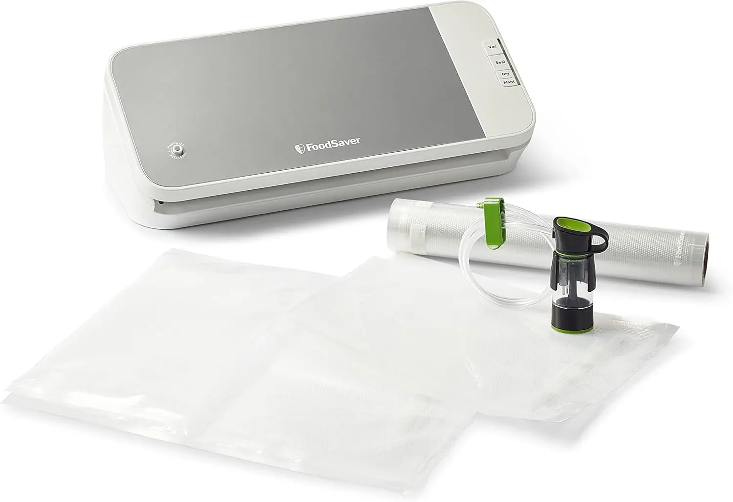 

Vacuum Sealing System Keeps Food Fresh 5x Longer, Built-in Roll Cutter & Storage, Moist/Dry Modes, Starter Kit Included