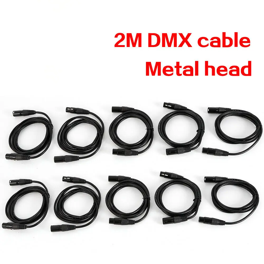 10pcs 2m DMX Cable 3-Pin XLR Wire For Various Stage Light Moving Head Light Preventt Transmission Interferences Of Digital Audio