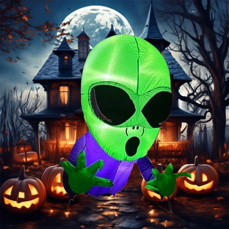 Nadmuchiwane okno zabawkowe Zielony duch Halloween Nadmuchiwany model Luminous Nadmuchiwany model Halloween Atmosfera Dekoracja Model