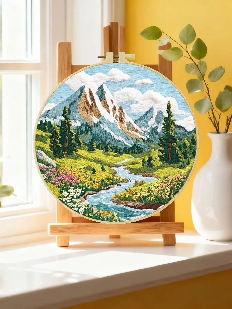 1 Stück 20X20CM/15X15CM 7,87/6,3 Zoll Berg-Stickerei-Starter-Kit DIY-Kit DIY-Stickerei-Set Handarbeiten Nähkunst Nadelkunst – Detail 6