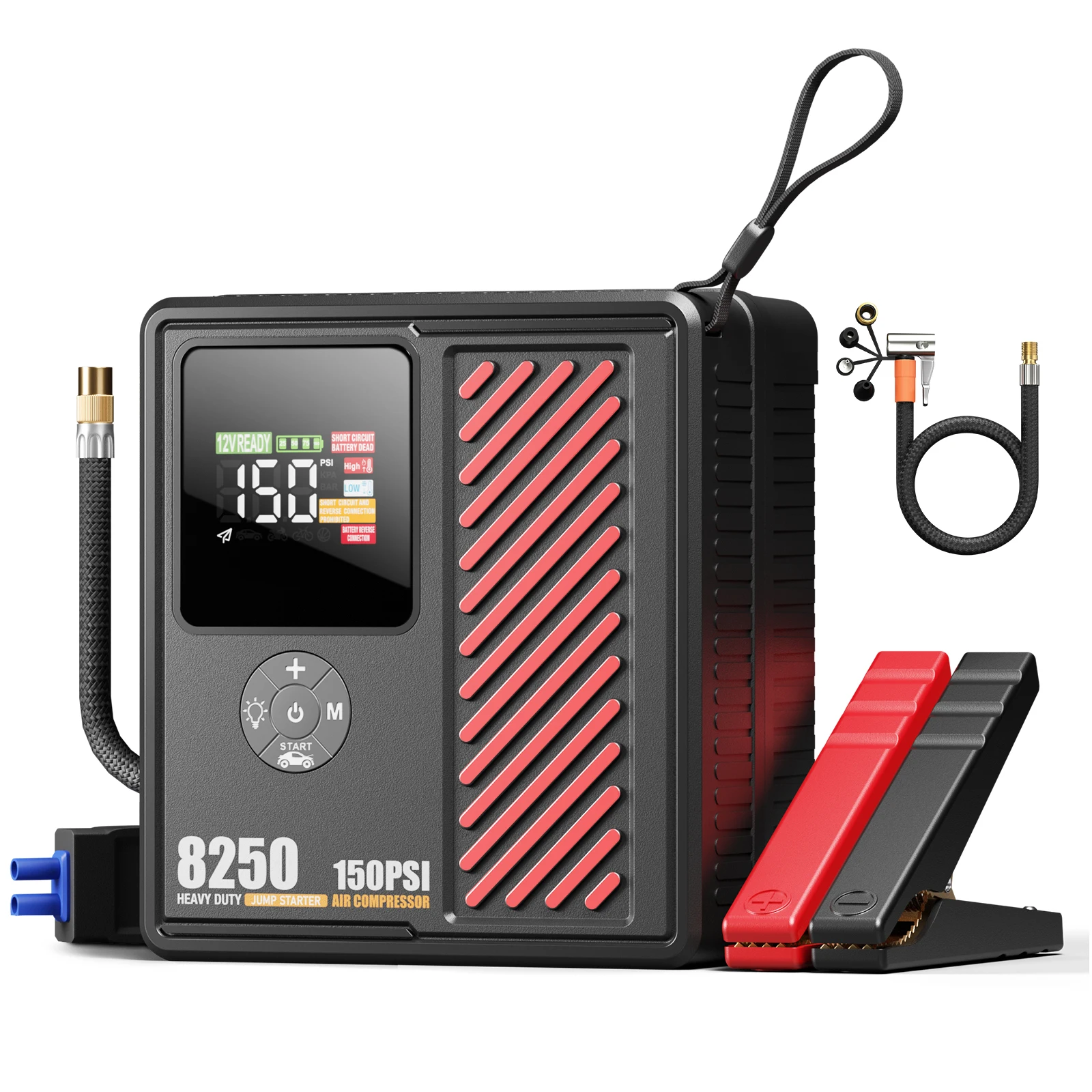 2700A peak 13200mAh Car Jumper Battery Pack Jump Starter with 150PSI Air Pump Compressor Tire Inflator 760CCA for SUV Truck Car